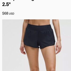 Lululemon Navy Hotty Hot Shorts 2.5”